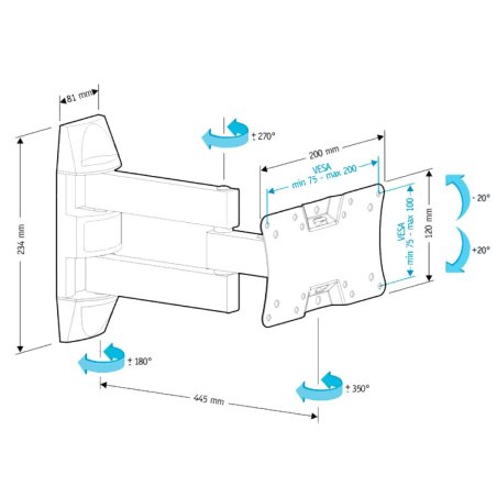 Кронштейн для телевизора Holder LCDS-5065 черный 19"-32" макс.30кг настенный поворот и наклон