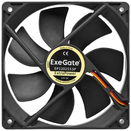 Вентилятор для корпуса ExeGate ExtraPower EP12025S3P черный, 120 мм, 1800 об/мин, 28 дБ, 3 pin