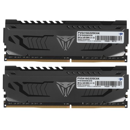 Оперативная память Patriot Viper Steel, DDR4, 16Gb (2x8 GB), 3200 MHz, CL16, DIMM, радиатор, черный