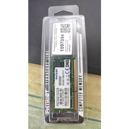Оперативная память Patriot, DDR3, 4Gb (1x4 GB), 1333 MHz, CL9, SO-DIMM
