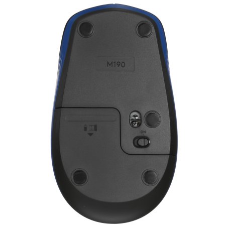 Мышь беспроводная Logitech M190 черный/синий, 1000 dpi, радиоканал, USB, кнопки - 3