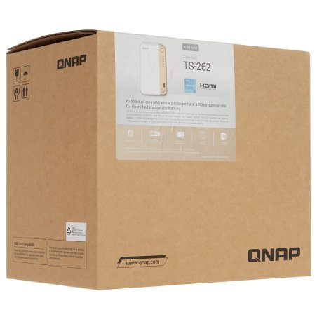 Сетевое хранилище channel QNAP TS-262-4G NAS 2 HDD trays, 2 x M.2 NVMe PCIe Gen 3 x1, 2-core Intel Celeron N4505 2.9 GHz, 4 Gb RAM (4Gb max), 1x2.5 Gigabit Ethernet, Slot PCIe Gen 3 x2, 2 USB 3.2 Gen 2 (10Gbps) Port, 2xUSB USB 2.0 port, 1xHDMI 2.0