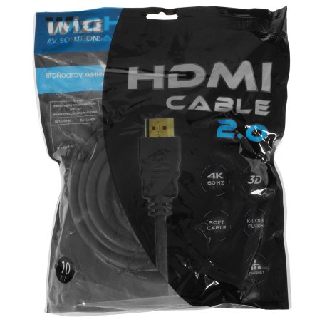 Кабель HDMI Wize WAVC-HDMI-10M 10 м, HDMI 2a, v.2.0, 19M/19M, 4K/60 Hz 4:2:0/30 Hz 4:4:4, Ethernet, позол.разъемы, экран, черный, пакет