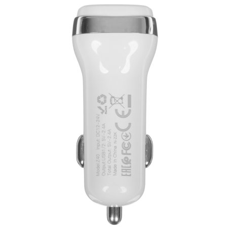 Автомобильное зарядное устройство HOCO (6931474739704) Z40 белый АЗУ 2USB 2.4A для micro USB