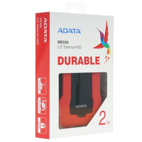 Внешний HDD 2.5" ADATA HD330, 2TB, USB 3.2 Gen 1 Type-A, 5400 rpm, красный