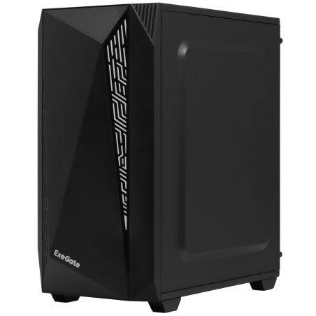 Компьютерный корпус Minitower ExeGate EX294384RUS Mistery R2 (mATX, без БП, 2*USB+1*USB 3.0, аудио, черный, 1 вент. 12см с RGb подсветкой и полоса на передней панели, боковая панель - закаленное стекло)