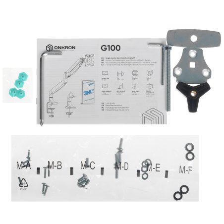 Кронштейн для мониторов ONKRON G100 белый 13"-32" макс.9кг настольный поворот и наклон верт.перемещ.