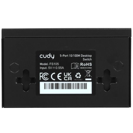 Коммутатор Cudy FS105 5-Port 10/100 Mbps Desktop Switch, 5 10/100M RJ45 Ports, Loop Detection, Metal Case, Power Saving, Plug & Play
