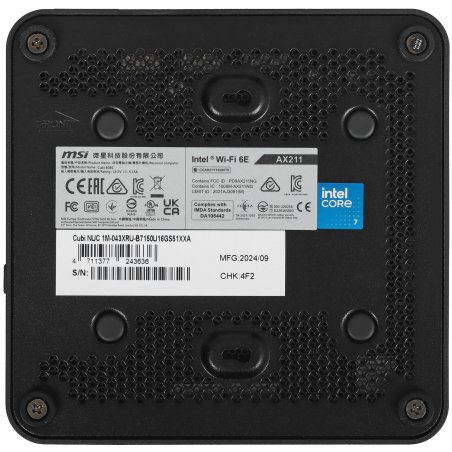 Мини ПК MSI Cubi NUC 1M-043XRU Core 7 150U (1.8) 16Gb SSD 512Gb Graphics CR noOS GbitEth WiFi BT 120W черный (9S6-B0B111-089)