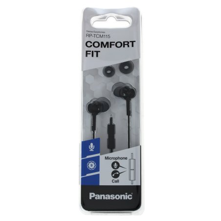 Наушники Panasonic RP-TCM115GCK внутриканальные 10-24000Гц 1.2м 3.5мм 98дБ микрофон, черный