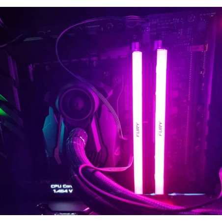 Оперативная память Kingston Fury Renegade, DDR4, 32Gb (2x16Gb), 3200MHz, CL16, DIMM, с радиатором, RGb, серебристый/черный