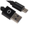 Кабель Qumo Type-С кабель, 1м, USB 3.0, 5В, 3А, 15Вт, металлическая оплетка, металлический коннектор, черный