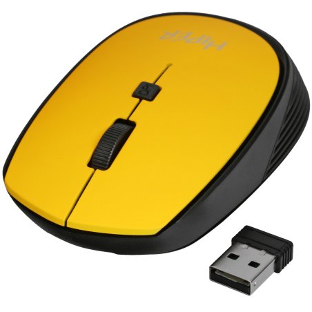 Мышь беспроводная HIPER HOMW-085 желтый, 1600 dpi, радиоканал, USB, кнопки - 4