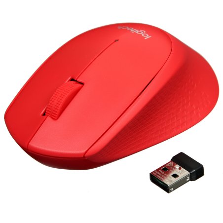 Мышь беспроводная Logitech M280 красный, 1000 dpi, радиоканал, USB, кнопки - 3