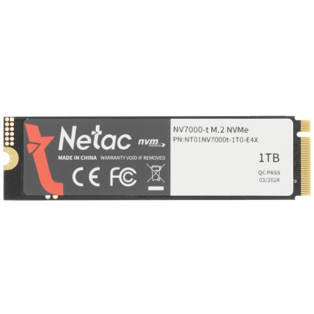 Накопитель SSD Netac NV7000-T, 1Tb, M.2 2280, PCIe 4.0 x4, NVMe, R/W 7300/6600, с радиатором