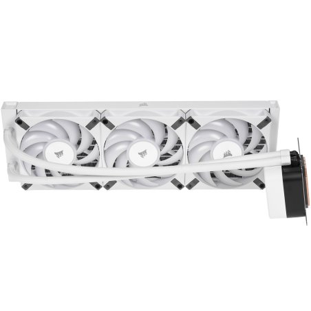 Система жидкостного охлаждения Water Cooling System Corsair iCUE H150i ELITE CAPELLIX XT (360мм, белый, RGb/ Fans: 3x120мм, 65.57CFM, 37dBA, 2100RPM/Rad thickness 27мм/ S: 1851, 1700, 1200, 115X, AM5, AM4)