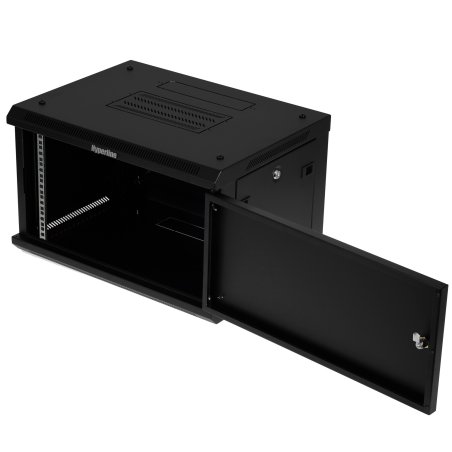 Шкаф телекоммуникационный настенный Hyperline TWB, 19", 6U, 367х600х450 мм (ВхШхГ), дверь: металл, разборный, черный