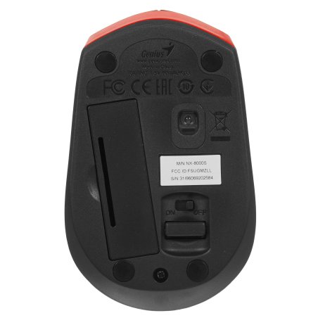 Мышь беспроводная Genius NX-8000S черный/красный, 1200 dpi, радиоканал, USB, кнопки - 3