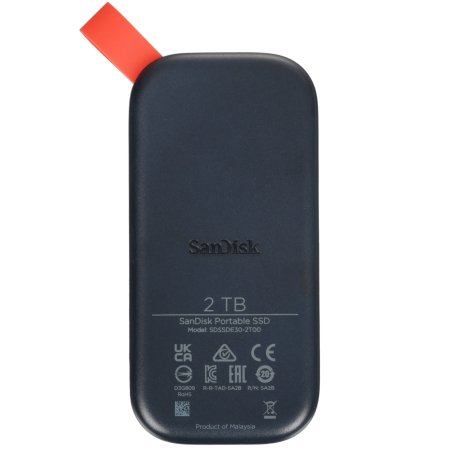 Внешний SSD SanDisk Portable, 2TB, USB 3.2 Gen 2 Type-C, R/W 800/-, черный