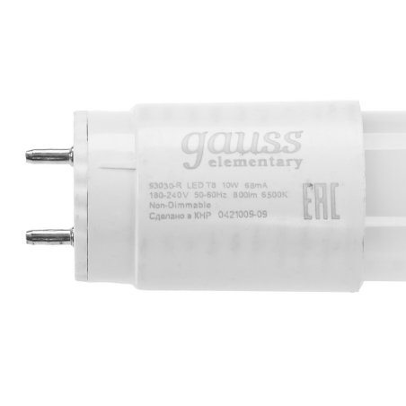 Лампа светодиодная Gauss Elementary T8 10Вт 6500К G13 800лм 600мм стекло поворотная