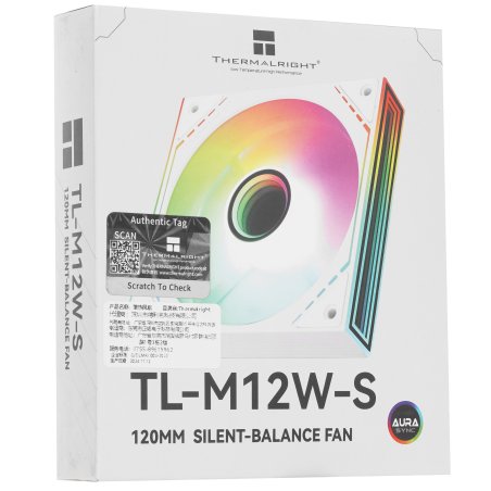 Вентилятор для корпуса Thermalright TL-M12W-S (120x124x25мм, 4-pin PWM, ARGb, 47.6CFM, 23.2dBA, 1500RPM, белый)