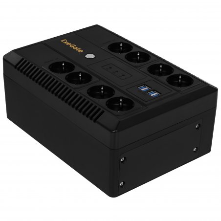 Источник бесперебойного питания ExeGate NEO NNB-850.LED.AVR.8SH.CH 850VA/510W, LED, AVR, 8*Schuko, 4*USB-порта для зарядки, черный