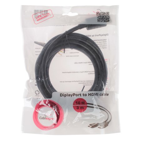 Кабель DisplayPort-HDMI Gembird/Cablexpert 3м, 20M/19M, черный, экран, пакет(CC-DP-HDMI-3M)