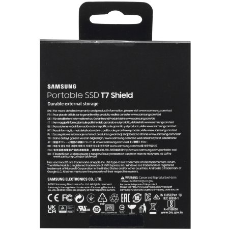 Внешний SSD Samsung T7 Shield, 4TB, USB 3.2 Gen 2 Type-C, R/W 1050/1000, черный