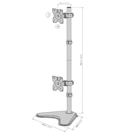 Кронштейн ONKRON D208FS для двух мониторов 13"-32" настольный, черный