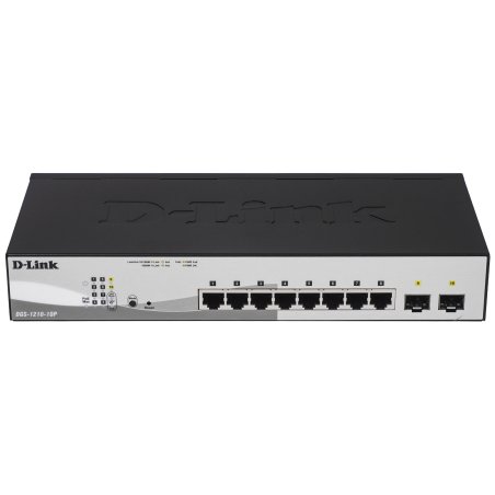 Коммутатор D-Link DGS-1210-10P/FL2A Управляемый L2 коммутатор с 8 портами 10/100/1000Base-T и 2 портами 1000Base-X SFP (8 портов PoE 802.3af/at, PoE бюджет 65 Вт)
