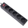 Сетевой фильтр Defender ES, 3.0м, 5 розеток, черный