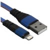 Кабель Rexant USB-Lightning 2.4 A, 1 м, синяя нейлоновая оплетка