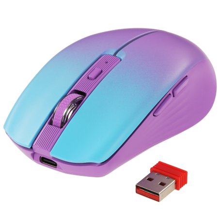 Мышь беспроводная Defender Mystery MM-301 фиолетовый, 1600 dpi, радиоканал, Bluetooth, USB, кнопки - 6