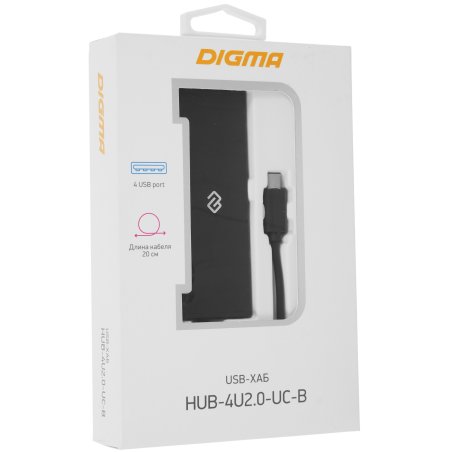 Разветвитель USB-C Digma HUB-4U2.0-UC-B 4порт. черный