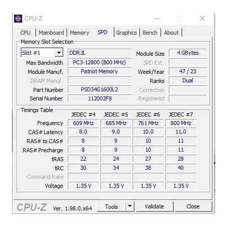 Оперативная память Patriot Signature PSD34G16002, DDR3, 4GB (1x4 GB), 1600 MHz, CL11