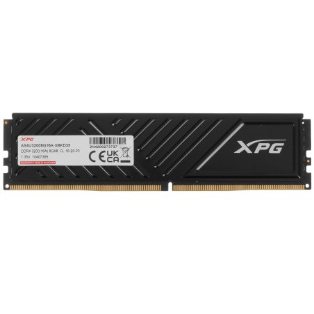 Оперативная память XPG Gaммix D35, DDR4, 8GB (1x8GB), 3200MHz, CL16, UDIMM, с радиатором, черный