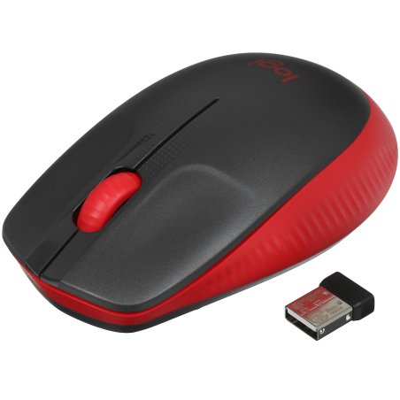 Мышь беспроводная Logitech M190 черный/красный, 1000 dpi, радиоканал, USB, кнопки - 3