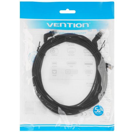 Патч-корд Vention прямой UTP cat.6a, RJ45 угол 90 - 5м. черный