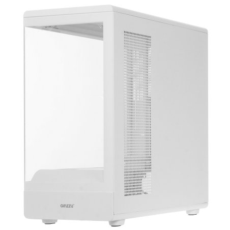Компьютерный корпус Ginzzu GL 185 белый боковая дверца закаленное стекло на петлях на магнитах