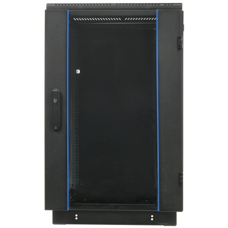 Шкаф коммутационный ЦМО ШТК-М-18.6.6-1ААА-9005 18U 600x600 мм пер. дв. стекл задн. дв. стал.лист 2 бок. пан. направл. под закл.гайки 270 кг черный