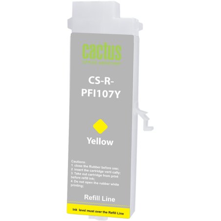 Картридж перезаправляемый струйный Cactus CS-R-PFI107Y желтый для Canon imageProGRAF iPF670/680/685/770/780/785 без чипа