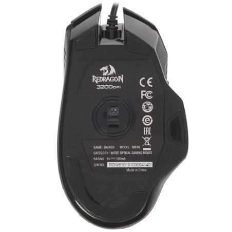 Мышь проводная Redragon Gainer черный, 3200 dpi, USB, кнопки - 6