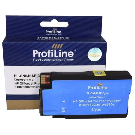 Картридж струйный ProfiLine PL-CN046AE №951XL для принтеров HP OfficeJet Pro 251dw/276dw/8100/8600/8610/8620e Cyan