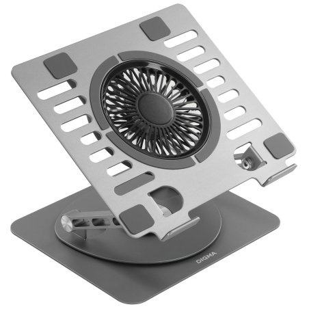 Подставка для ноутбука Digma D-NCP170-1xRGb110-360 17" 240x230x50мм 28дБ 2xUSB 1x 110ммFAN 940г Fan-control алюминий серый