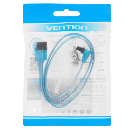 Кабель Vention SATA 3 M/SATA 3 M угол 90 с защелками, голубой - 0.5 м Кабель Vention SATA 3 M/SATA 3 M угол 90 с защелками, голубой - 0.5 м