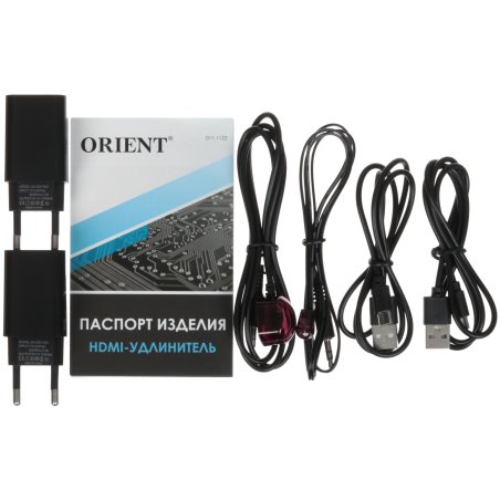 Активный удлинитель ORIENT VE045IR, HDMI extender (Tx+Rx) до 60 м по витой паре Cat5e/6, HDMI 1.4а, 1080p@60Hz/3D, HDCP, доп. вых. HDMI, передача ИК сиг. упр.(IR-TX/Rx в компл), БП 5В/1А (31323)