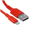Кабель Defender F207, USB 2.0 (AM) - Apple Lightning (M), 1метр, 2.4А, силиконовая оплетка, красный.
