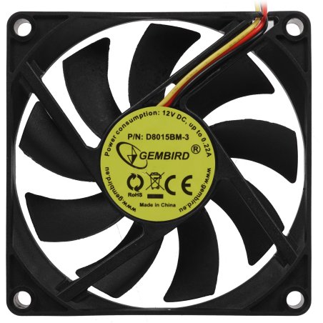 Вентилятор для корпуса Gembird D8015BM-3 черный, 80 мм, 2600 об/мин, 27 дБ, 3 pin