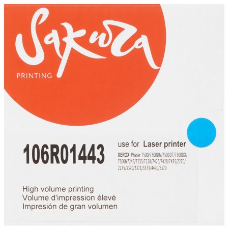 Картридж лазерный Sakura 106R01443 для Xerox Phaser 7500, голубой, 17 800к.