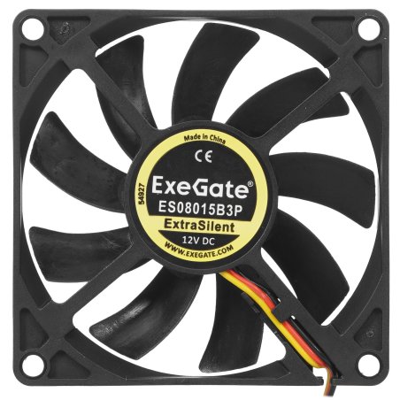 Вентилятор для корпуса ExeGate ExtraSilent ES08015B3P черный, 80 мм, 1700 об/мин, 17 дБ, 3 pin